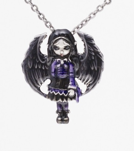 Purple Paper Hearts Fairy Necklace by Jasmine Becket Griffith