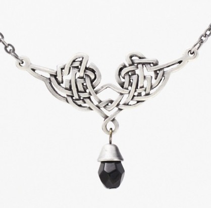 Celtic Necklace w Black Dangle - Click Image to Close