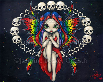 Rainbow of Bones Fairy Ceramic Art Wall Tile