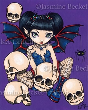 Spiders and Skulls Fairy Ceramic Art Wall Tile