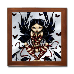 Dark Ribbon Fairy Ceramic Tile Box