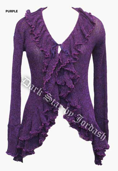 Dark Star Gothic Purple Long Knit Shrug Cardigan