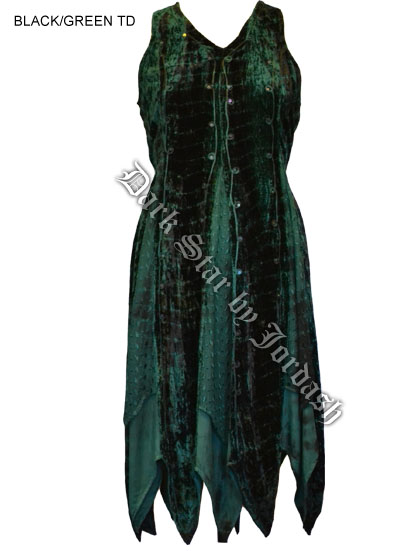 Dark Star Green and Black Renaissance Dress - Click Image to Close