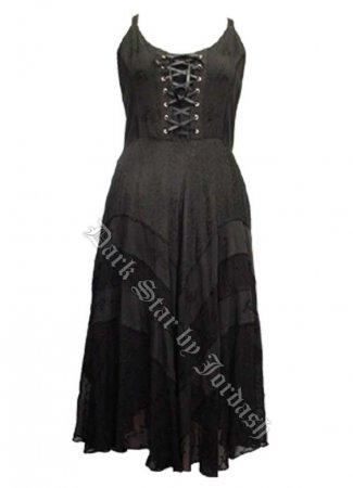 Dark Star Plus Size Black Gothic Corset Long Gown - Click Image to Close