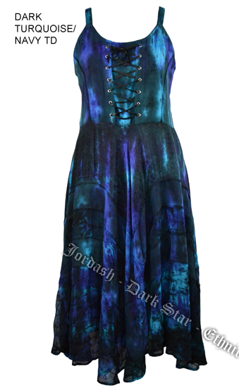 Dark Star Plus Size Dark Turquoise and Navy Gothic Corset Long Gown - Click Image to Close