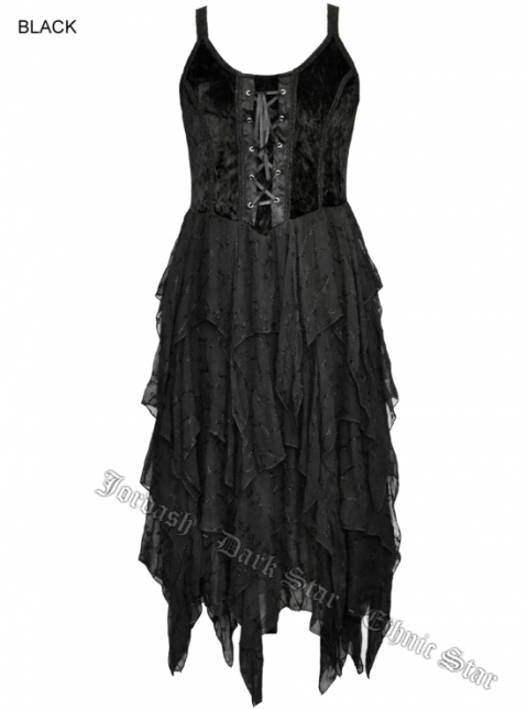 Dark Star Black Corset Witchy Hem Dress - Click Image to Close