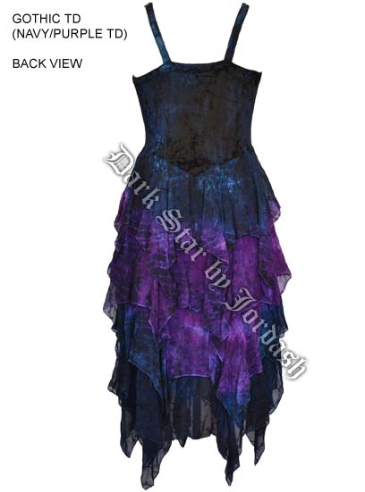 Dark Star Black Purple Corset Witchy Hem Dress - Click Image to Close