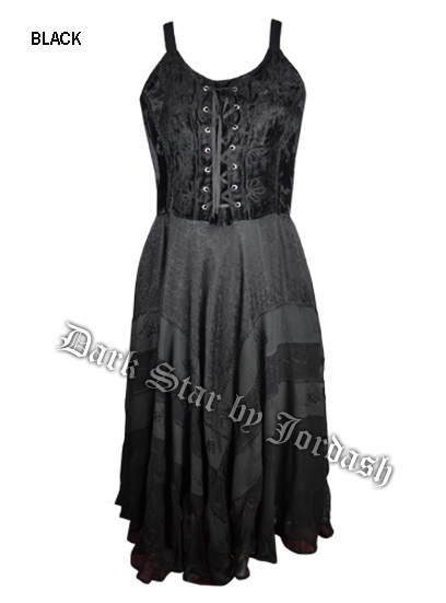 Dark Star Black Velvet Gothic Corset Long Gown - Click Image to Close