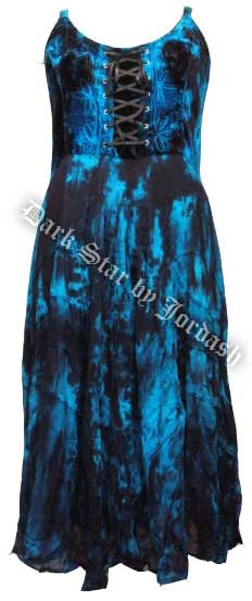 Dark Star Black and Turquoise Velvet Gothic Corset Long Gown