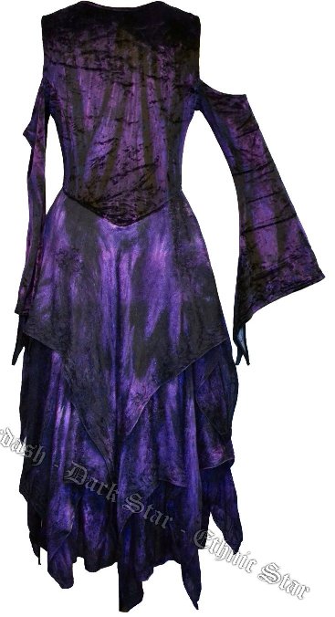 Dark Star Purple & Black Velvet Jacquard Corset Fairy Dress - Click Image to Close