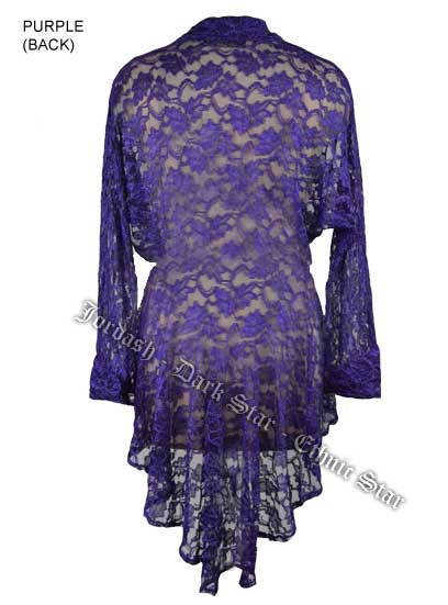 Dark Star Purple Lace Gothic Duster Jacket w Frog Fastening - Click Image to Close