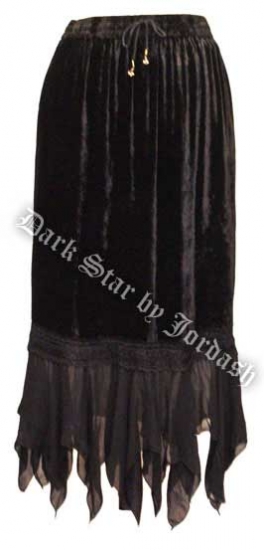 Dark Star Black Velvet Pixie Hem Skirt
