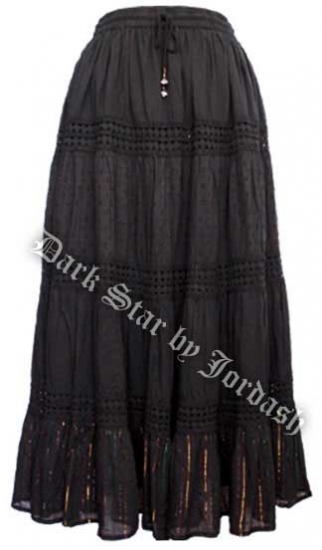 Dark Star Black Gothic Lace Panel Mesh Skirt