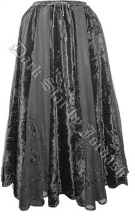 Dark Star Black Gothic Velvet and Mesh Skirt