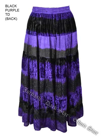 Dark Star Plus Size Long Purple & Black Velvet Jacquard Satin Skirt - Click Image to Close