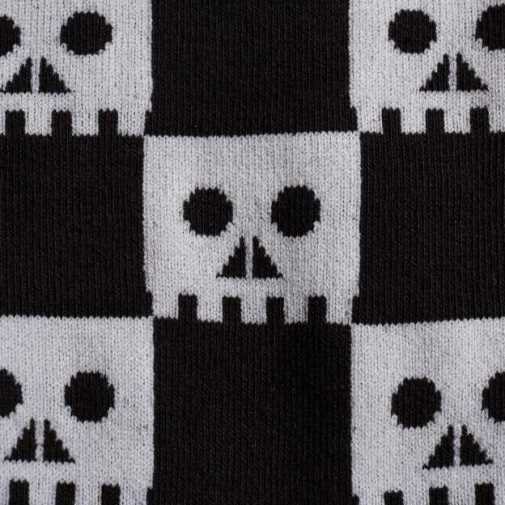 Plus Size or Men's Black and White Checkered Skull Wide Curvy Crew Socks - Click Image to Close