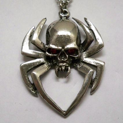 Spider w Skull Body Necklace - Click Image to Close