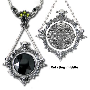 Alchemy Gothic The Obsidian Mirror Pendant Necklace