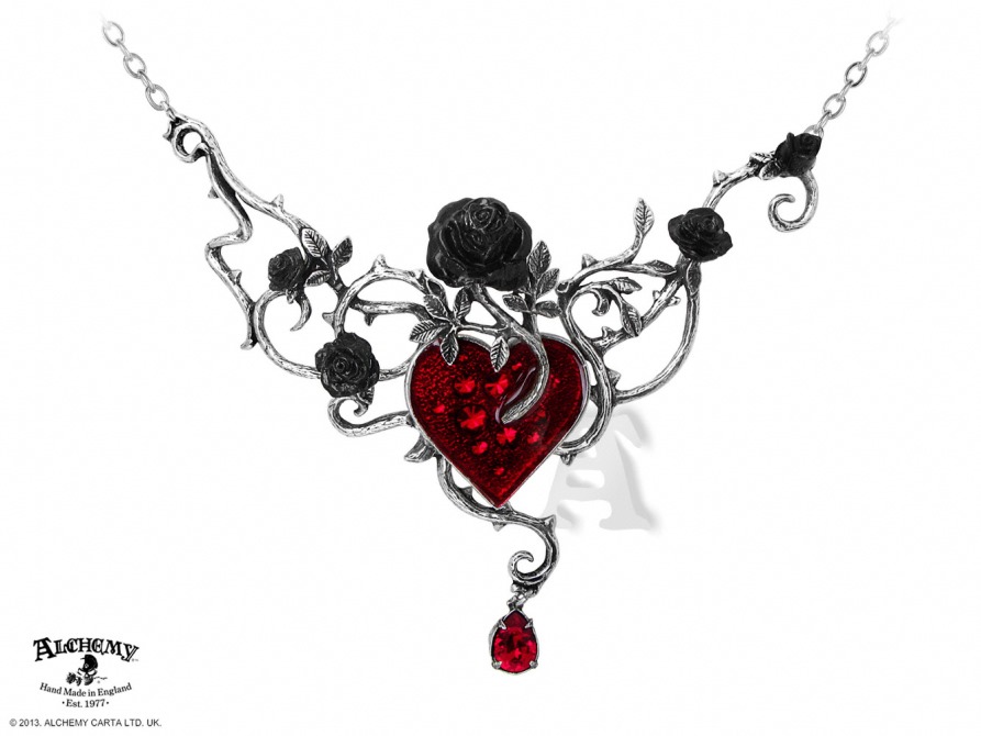 Alchemy Gothic  Bed of Blood Roses Pendant Necklace