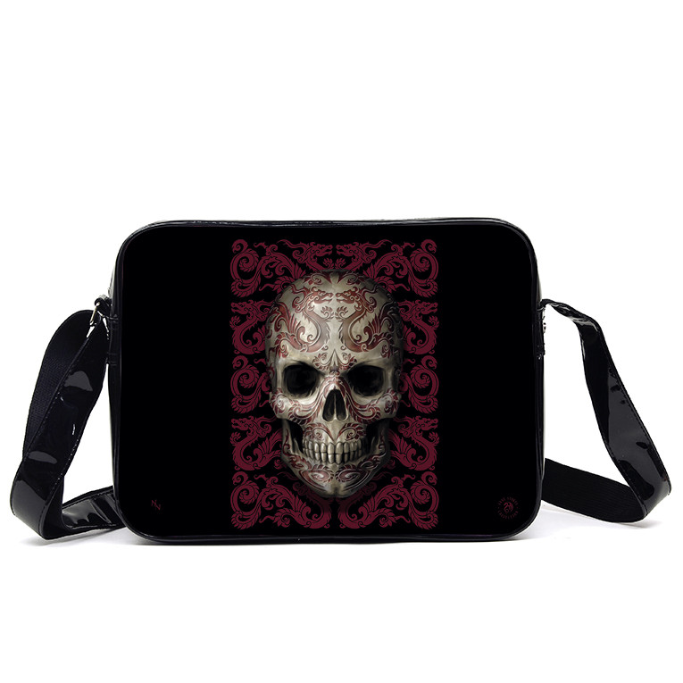 Gothic Black and Red Oriental Skull Side Bag by Anne Stokes - Click Image to Close