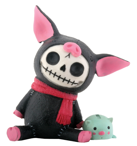 Black Bacon Furry Bones Skellies Figurine