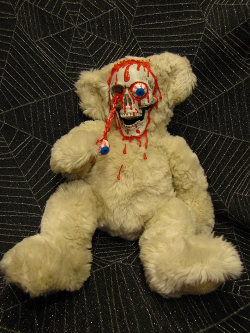 White Furry Skeleton Bear with Eye Popping Out Scare Bear White Furry Skeleton Bear with Eye Popping Out Scare Bear