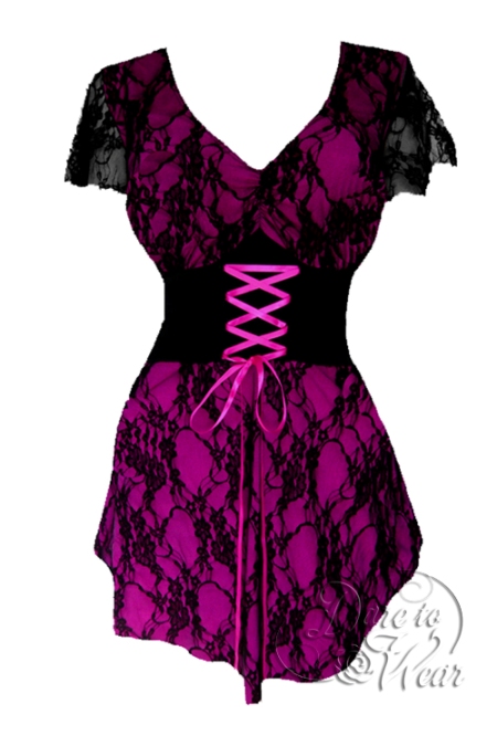 Plus Size Black Lace Sweetheart Corset Top - Click Image to Close