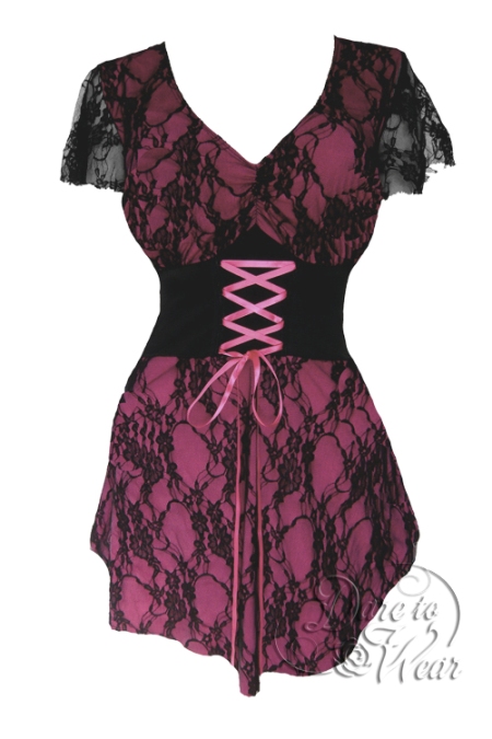 Plus Size Purple and Black Lace Sweetheart Corset Top - Click Image to Close