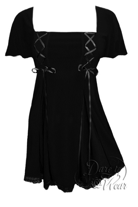 Plus Size Short Sleeve Gemini Princess Black Gothic Corset Top - Click Image to Close