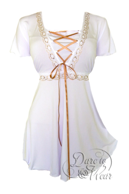 Plus Size White Angel Corset Top in White and Gold - Click Image to Close