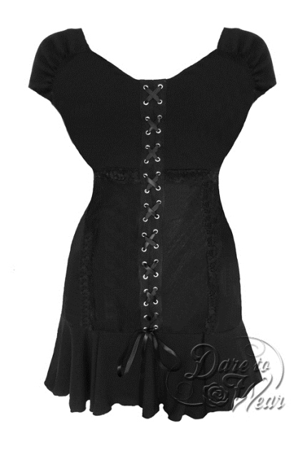 Jr. Plus Size Gothic Sleeveless Cabaret Corset Top in Black