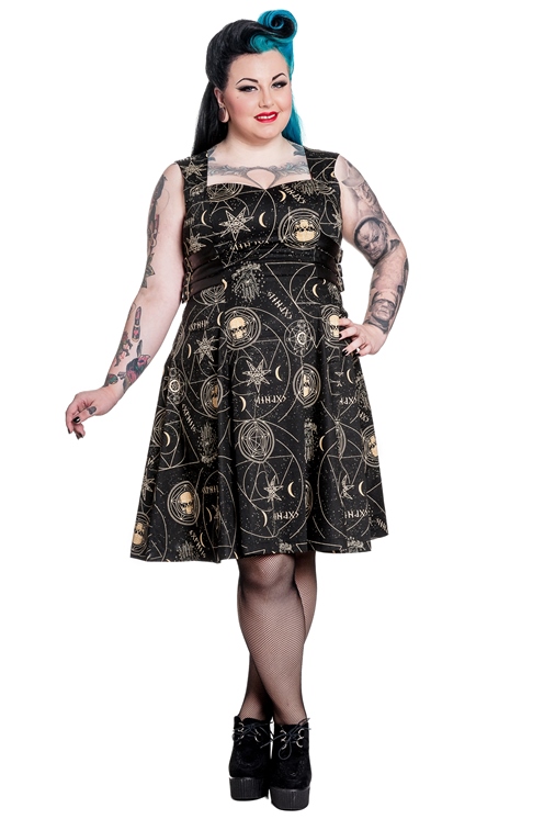 Spin Doctor Plus Size Pentagram and Skull Gothic Tabitha Dress