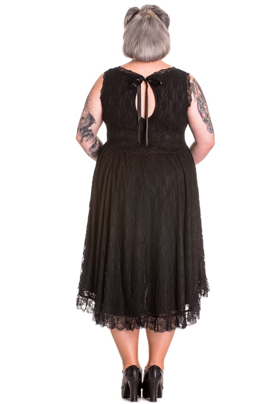Spin Doctor Plus Size Black Gothic Lace Hi Low Selena Rose Maxi Dress - Click Image to Close