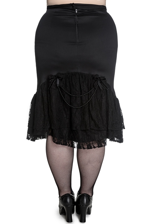 Spin Doctor Plus Size Black Gothic Lace Celeste Skirt - Click Image to Close