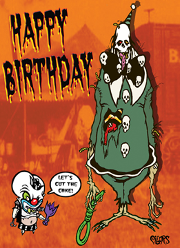 Happy Birthday Monster Clown Noose Toxic Toons Spooky Greeting - Click Image to Close