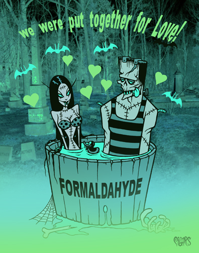 We Were Put Together For Love Formaldahyde Toxic Toons Spooky Greeting Card - Click Image to Close