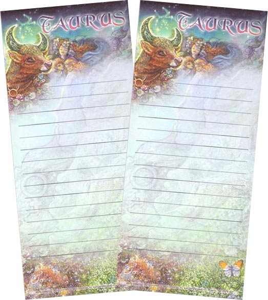 "Taurus" Magnetic Zodiac List Pad by Josephine Wall - Click Image to Close