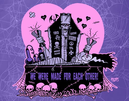 Valentine's We Were Made for Eachother Toxic Toons Spooky Greeting Card - Click Image to Close