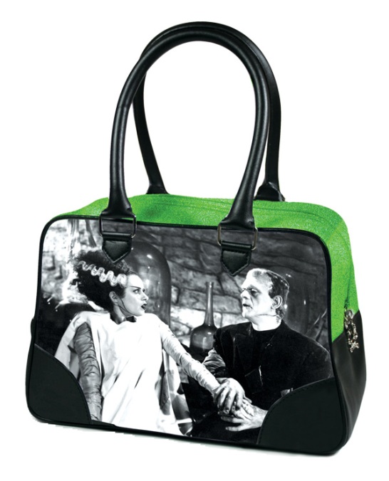 Green Glitter Universal Monsters Frankenstein and Bride Purse