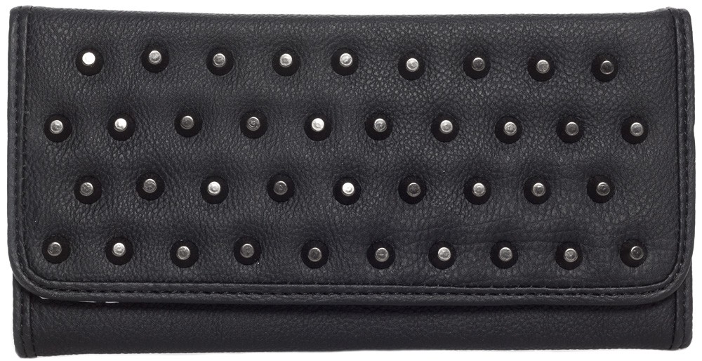 Rock Rebel Black Studded Vegan Faux Leather Addison Wallet [W01ADDISON