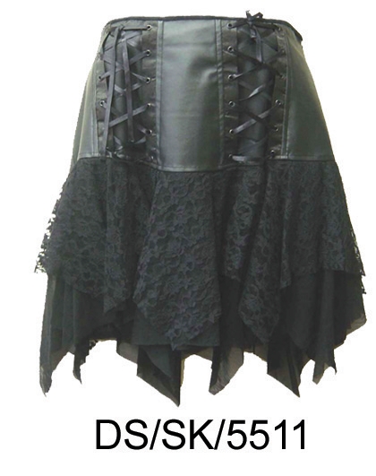 Dark Star PVC Lace Black Gothic Fetish Mini Skirt