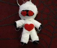 White Black and Red Hearts Mummy Voodoo Keychain