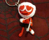 Red and White Love Struck Patient Crutch Sling Voodoo Keychain