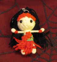 Red and Black Hula Girl Voodoo Keychain