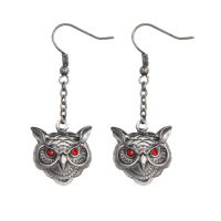 Owl Head Earrings w Red Eyes