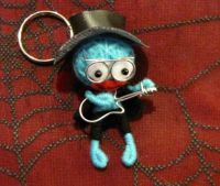 Blue Guitar Man w Glasses Voodoo Keychain