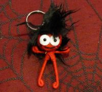 Red and Black Crazy Hair Stickman Voodoo Keychain