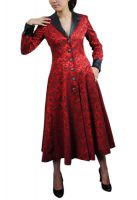 Plus Size Red and Black Gothic Jacquard Long Coat Plus Size Red and Black Gothic Jacquard Long Coat