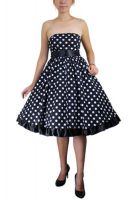 Plus Size Bowknot Polka Dot Black Rockabilly Gothic Pinup Dress