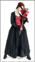 Eternal Love Scarlet Gothic Crucifix+ Roses Belle Dame